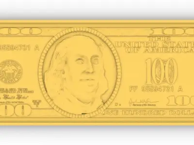 Hundred dollars Bill billete de cien dolar 3D print model