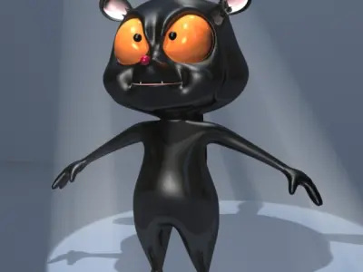 Black Lemur Character Low-poly 3D model