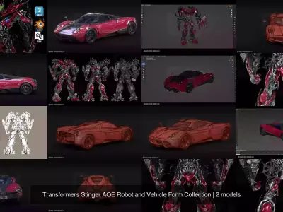 Transformers Stinger AOE Robot and Vehicle Form Collection 3D Model Pack