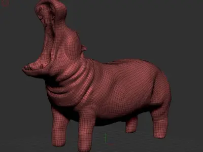 Hippopotamus Sculpt High and low poly 3D model