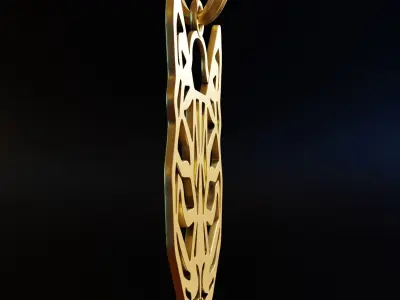 Feline Cat Stylized Pendant Amulet Necklace Design 3D print model