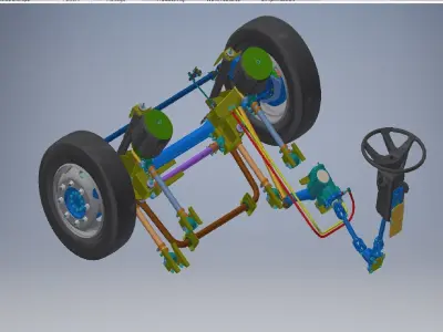 front suspension and steering 3D model