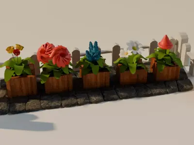 Flowers Pack Free low-poly 3D model