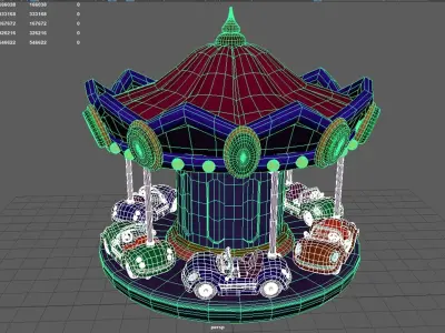 Cartoon Carousel Low-poly 3D model