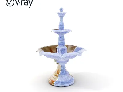 Vintage Ornamental Fountain Model Pack for Decoration Low-poly 3D model