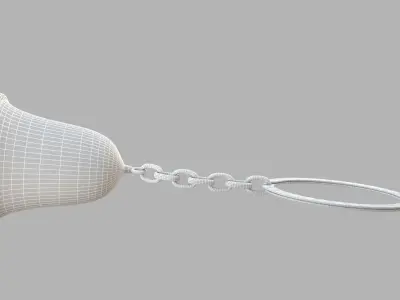 bell key chain silver 3D model