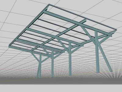 Car Parking Shade Home 3 Cars Low-poly 3D model