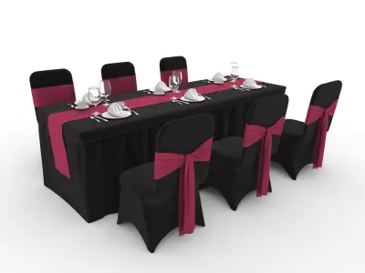 Banquet Table and Chair 128 3D model