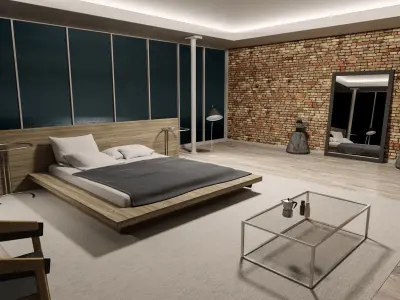 Bedroom interior design - sea view  3D model