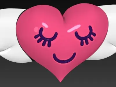 HEART WITH WINGS RETRO DECOR 3D print model