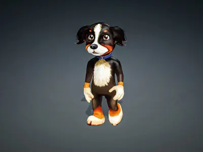 High Quality Cartoon Baby Dog Low-poly 3D model