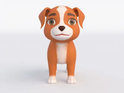 Cartoon Dog Low-poly 3D model