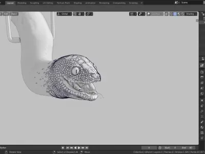 grease pencil snake 3D model