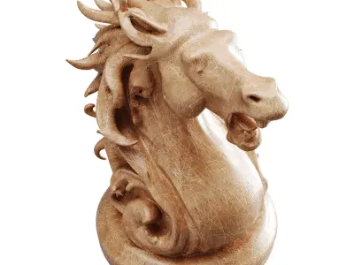 Horse statue Low-poly 3D model 7