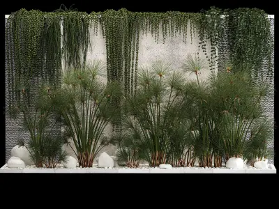 Garden And Tropical Flowerbed With Hanging Plants 3D model