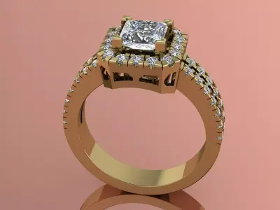 Elegant Princess Gemstone Ring Jewelry 3D print model