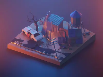 Cartoon Fallout 3D model