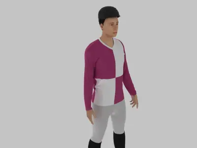 Jockey man in shirt and pants Low-poly 3D model