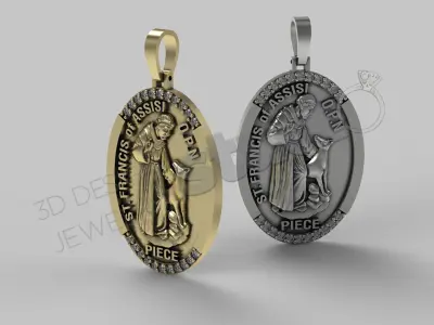 Highly luxury Saint Francis with gems in 3d model 3D print model