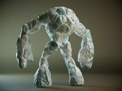 Ice golem PBR Low-poly 3D model
