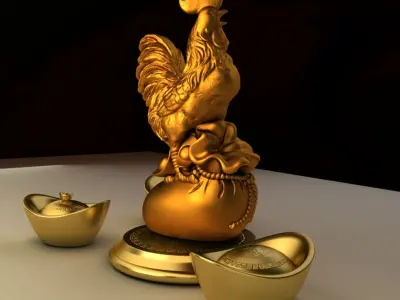 Chinese gold ingot Low-poly 3D model