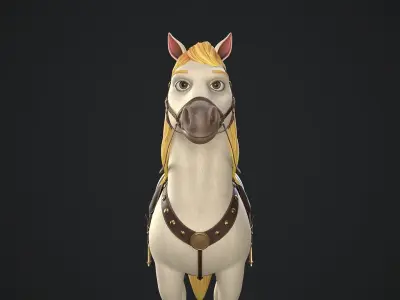 Stylized Cartoon Horse Low-poly 3D model