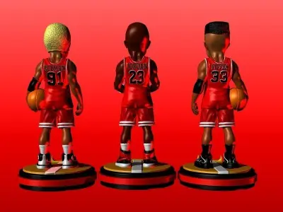 TEAM CHICAGO BULLS JORDAN PIPPEN RODMAN NBA BASKETBALL FIGURE 3D print model