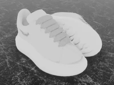 ALEXANDER MCQUEEN 3D SHOES - GREY GLITTER Low-poly 3D model