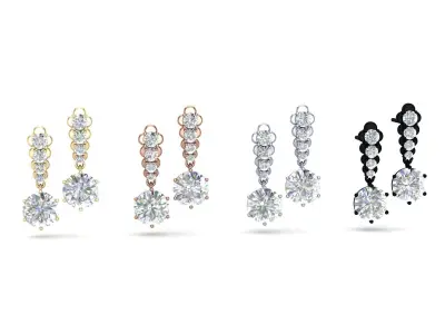 Elegant Gems and Diamond Earrings 3D Jewelry CAD  3D print model
