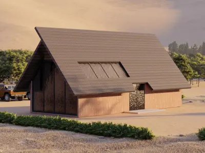 Forest villa-Casa Scene-Modern Villa Low-poly 3D model