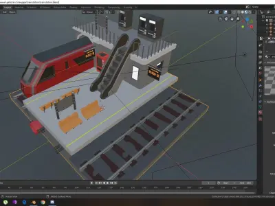 train station Low-poly 3D model