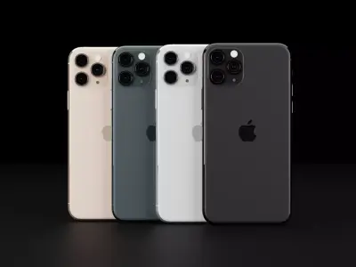 Apple iPhone 11 Pro In All Official Colors and Dimensions Low-poly 3D model