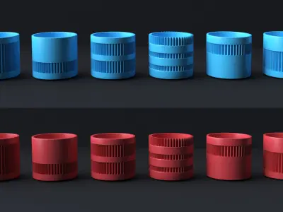 6-Piece 3D Printed Flower Pot Ensemble 3D print model