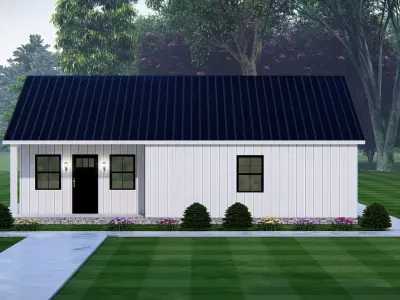 Modern Barndominium House 3D Model with Rustic Metal Siding 3D model