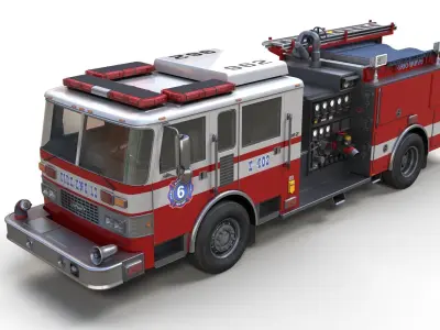1995 Pierce Arrow fire truck Low-poly 3D model