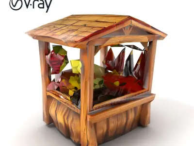 Rustic Village Market Booth Model Pack Low-poly 3D model