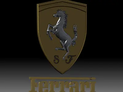 Ferrari auto car logo for 3D printer or CNC router 3D print model