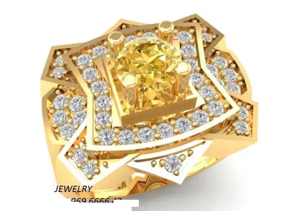 Luxury Multi Layer Emerald Diamond Ring for Men 321 3D print model