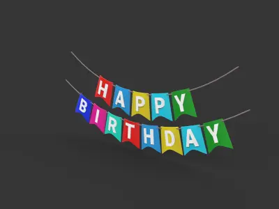 Happy Birthday Banner 3D model