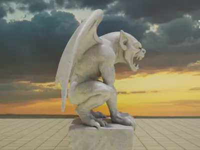 Gargoyle Guardian Statue Stone  Low-poly 3D model