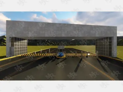 Entrance1 parking garage with car Low-poly 3D model