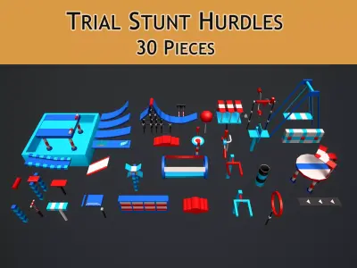 Trial Stunts Hurdles Pack  Low-poly 3D model