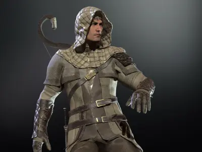 NPC Archer Low-poly 3D model