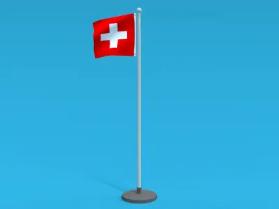 Low Poly Seamless Animated Switzerland Flag Low-poly 3D model