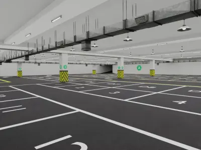 free car parking lot Free low-poly 3D model