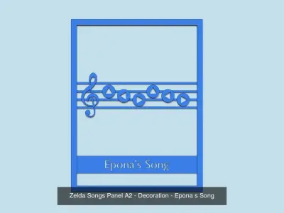 12 Legend of Zelda Songs Panels Decoration - Music Composition 3D Model Collection