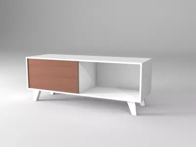 TV Table -Link walnut and white Free 3D model