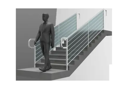 Stairs with Landing and Railings Grasshopper Script 3D model