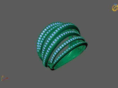 STL 3DM Print Ready Women Diamond Ring Lightweight Printable  3D print model 15