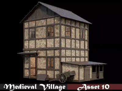 Medieval Village Asset 10 - 4K Textures Game Ready Low-poly 3D model